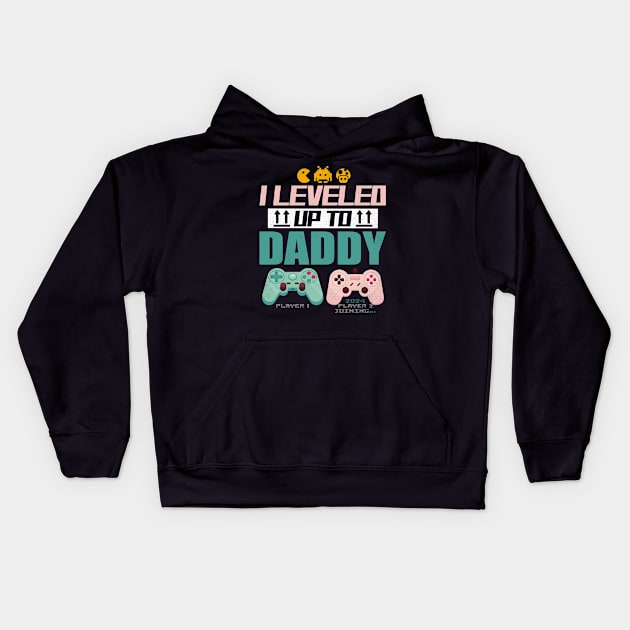 I Leveled Up To Daddy 2024 Soon To Be Dad Fathers Day Kids Hoodie by New Hights